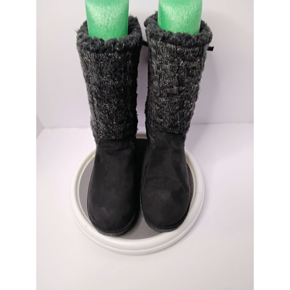 Womens Size 11 Black Boots With Faux Fur & Knit Upper By Muk Luks